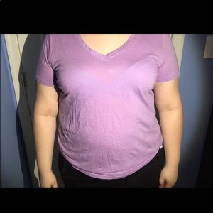 V-neck short sleeved purple women’s shirt